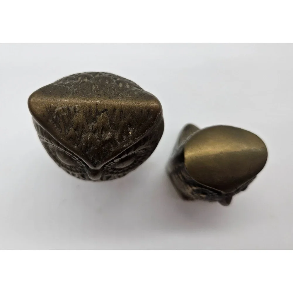 Vintage Solid Brass Owl Figurines Set of 2 Mid Century Modern Bird OWL decor